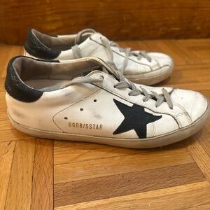 Golden Goose White and Black Sneakers